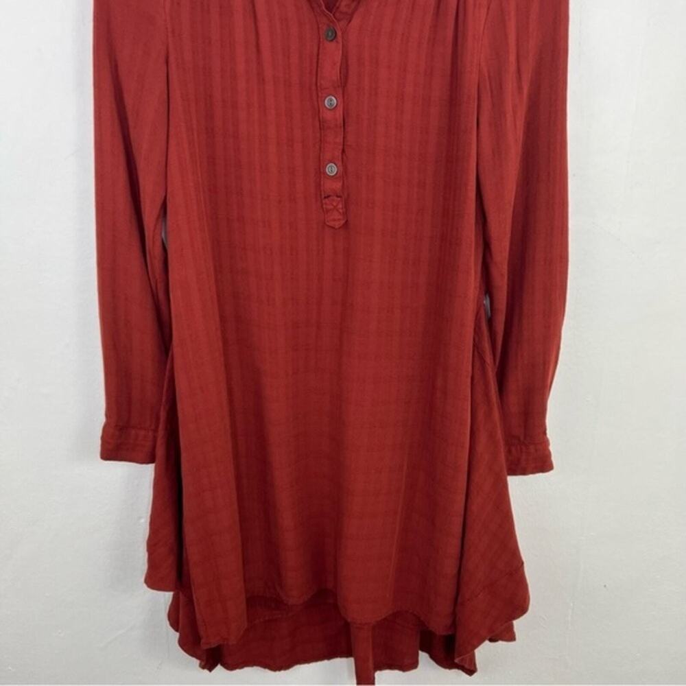 Anthropologie Rust Red Button-Front Mini Dress - Picture 7 of 16